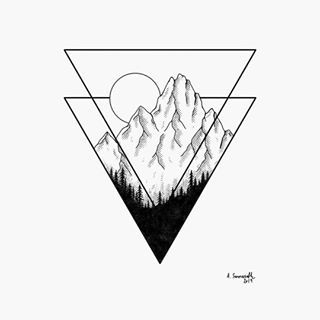 ⛰️☀️🌲 Tattoo Mountains, Berg Tattoo, Geometric Mountain Tattoo, Tattoo Wallpaper, Otto Schmidt, Tattoo Old School, Triangle Tattoos, Mary Blair, Muster Tattoos