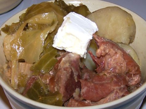 Classic Cabbage With Ham And Potatoes Recipe - Soul.Food.com Cabbage Slow Cooker Recipes, Ham Cabbage, Ham And Potato Recipes, Cabbage Slow Cooker, Ham And Potatoes, Cooking Asparagus, Ham And Cabbage, Boiled Ham, Ham Hocks