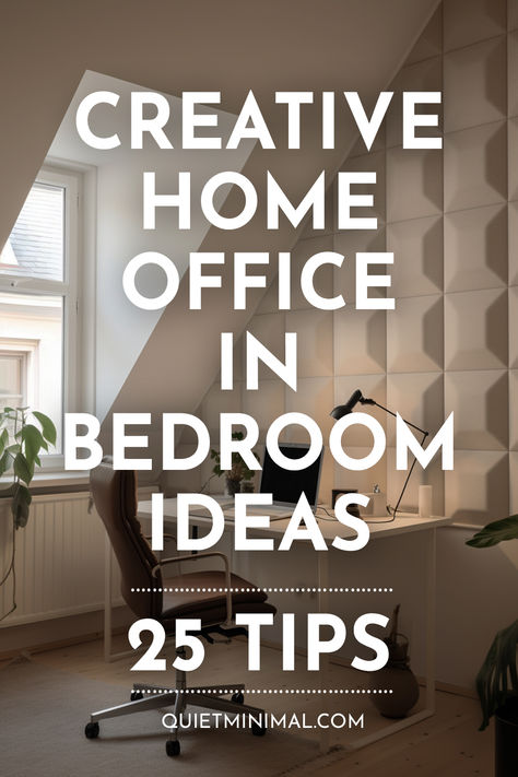 25 Creative Home Office in Bedroom Ideas for Seamless Work-Life Integration - Quiet Minimal Bedroom With Office Inspirations, Office In Room Ideas, Bedroom As An Office, Minimal Bedroom With Desk, How To Make An Office In Your Bedroom, Room With Workspace, Tiny Office Bedroom Combo, Converting Bedroom To Office, Home Office Ideas Small Room