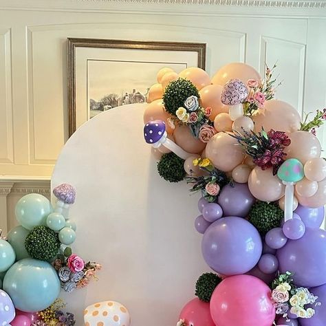 Victoria Dzierza on Instagram: "F A I R Y 🍄🧚‍♂️ B I R T H D A Y
.
.
.
.
#fairyballoons #fairyparty #fairytheme #balloonsandflowers #flowersandballoons #balloonmushroom #mushroomdecor #organicballoons #balloongarlands #balloonsbyvictoria 
#fairybirthdayparty #balloonsbyvictoria #buckscountypa #momsofbuckscounty #buckscounty" Bucks County Pa, Fairy Birthday Party, Mushroom Decor, Fairy Parties, Balloons, Stuffed Mushrooms, Dining Room, Flowers, On Instagram