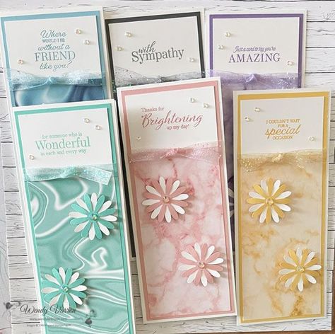 Marbled Paper Cards, Slim Line Cards, Patty Bennett, Cute Ladybug, Daisy Cards, Stamp Projects, Scrapbook Templates, Designer Series Paper, Sympathy Cards