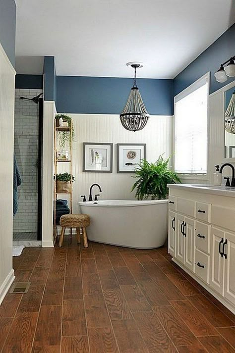 Makeover Kamar Mandi, Farmhouse Bathroom Remodel, Bad Inspiration, Modern Farmhouse Bathroom, Cool Ideas, Bathroom Remodel Master, Bath Tub, Bath Remodel, Counter Top