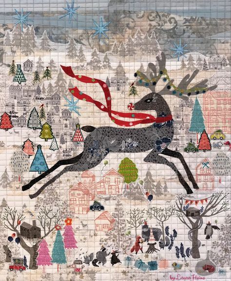 Collage Kits by Laura Heine Laura Heine Collage Quilts, Laura Heine, Collage Quilts, Collage Pattern, Deer Fabric, Fabric Kit, Mom Art, How To Finish A Quilt, Christmas Quilts