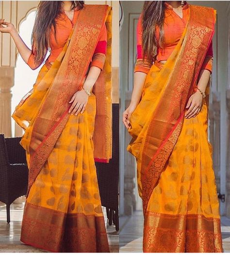 Big Border Saree, Modern Sarees, Beautiful Movies, Saree Styling, Saree Blouse Styles, Cotton Blouse Design, Saree Wearing Styles, Saree Blouse Neck Designs, Wedding Saree Blouse Designs