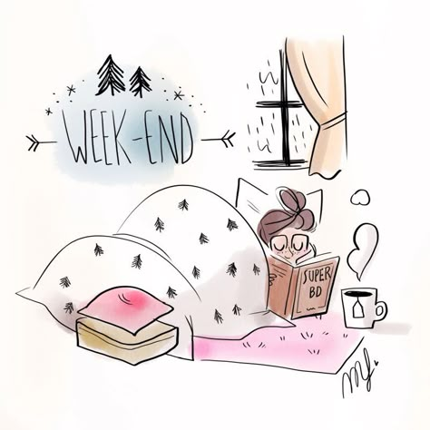 Magalie illustration - Weekend Quotes Happy, Reading A Book, I Love Books, A Drawing, Cute Illustration, Love Book, Book Nerd, 그림 그리기, A Book