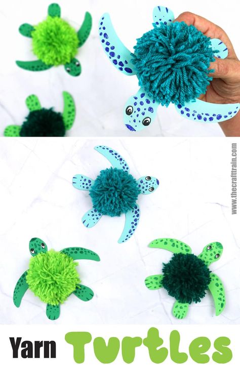 Turtle Craft, Afternoon Crafts, Yarn Crafts For Kids, Turtle Crafts, Kids Summer Reading, Fluffy Yarn, Yarn Dolls, Cute Turtle, Crafts Easter