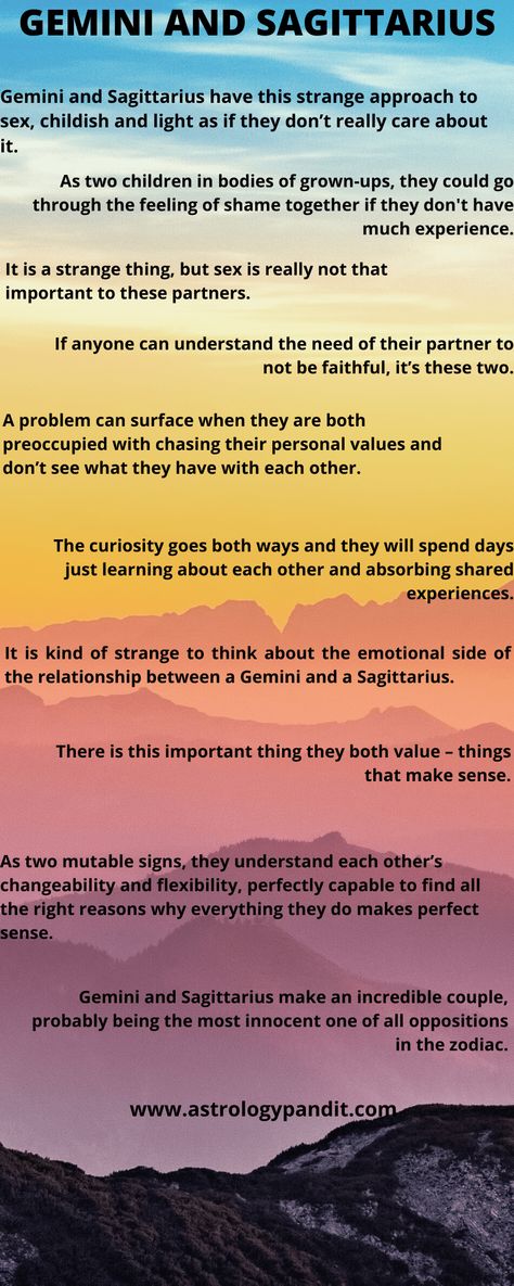 The combination of Gemini man Sagittarius woman compatibility in love is more as they both are made up of opposite signs but these have some common qualities too. Gemini regulates over the lower mind: common intellect, way of thinking, facts, hard statistics and mental power. Sagittarius rules over the higher mind: insight, attitude, awareness, principles, and metaphysics.  Both of you are adventure seekers and are prone to gaining experience and knowledge. Gemini on one end is a curious pe Gemini Woman And Sagittarius Man, Gemini And Sagittarius Compatibility, Gemini And Sagittarius Relationship, Sag And Gemini, Sagittarius Gemini Compatibility, Gemini Men Relationships, Sagittarius And Gemini, African Astrology, Gemini Relationship