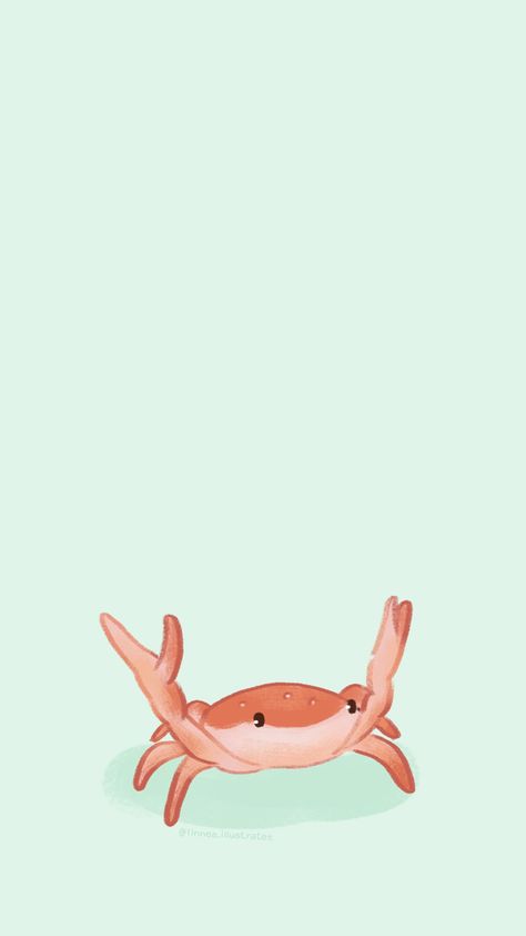 Drawn by @linnea.illustrates on instagram, feel free to download and use as your phone wallpaper!! 🥰🎨 Cute Crab Wallpaper, Manatee Wallpaper, Crab Wallpaper, Whimsy Wallpaper, Bookmarks Diy, Handmade Bookmarks Diy, Handmade Bookmarks, Ipad Background, Marine Biology