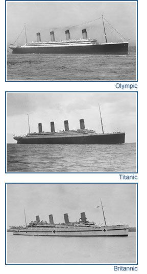 The Olympic Class Trio built by Harland and Wolff Belfast for White Star Line.. Olympic ~ Titanic ~ Britannic .. of the 3 ships only Olympic survived to maintain a Southampton to New York service , Titanic sank on her Maiden voyage and Britannic sank after hitting a mine during her time as a Hospital ship during WW1. Olympic Titanic Britannic, White Star Line Ships, Hmhs Britannic, Rms Olympic, Titanic Photos, Titanic Facts, White Star Line, Titanic History, Titanic Ship