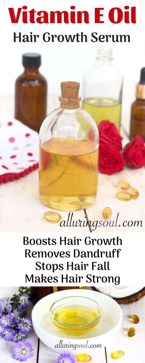 Vitamin E Hair Serum for Hair Growth Vitamin E Oil For Hair, Hair Serum Growth, Hair Serum For Dandruff, Hair Serum For Hair Growth, Hair Oil For Dandruff, Diy Hair Growth Oil For Alopecia, Scalp Serum Hair Growth, Scalp Serum Diy, Vitamin E For Hair