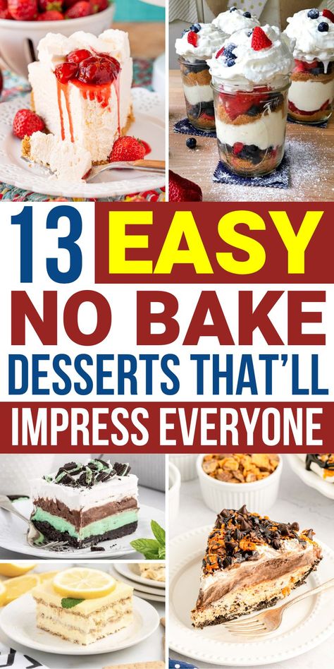 These no-bake desserts are the best! Make one of these easy no-bake dessert recipes when you need something to feed a crowd! Includes no-bake pie, no-bake cheesecake, no-cake cookies, and more!! There are so many yummy desserts to choose from with no oven required!! The no-bake Oreo fudge is amazing! Easy Mexican Desserts No Bake, Easy Desserts For A Crowd Cheap Simple, Easy Dessert Ideas No Bake, Easy No Oven Desserts, Easy To Transport Desserts, Best No Bake Desserts, No Bake Desserts For A Crowd, Easy No Bake Deserts, Quick No Bake Desserts