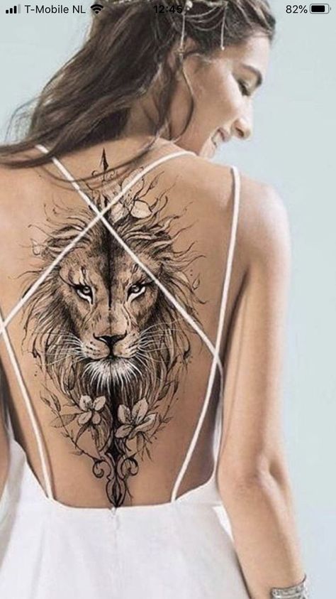 Back Tattoo Women Full, Lion Back Tattoo, Lioness Tattoo, Hip Tattoos Women, Unique Tattoo Designs, Back Tattoo Women, Spine Tattoos, Female Tattoo, Unique Tattoo