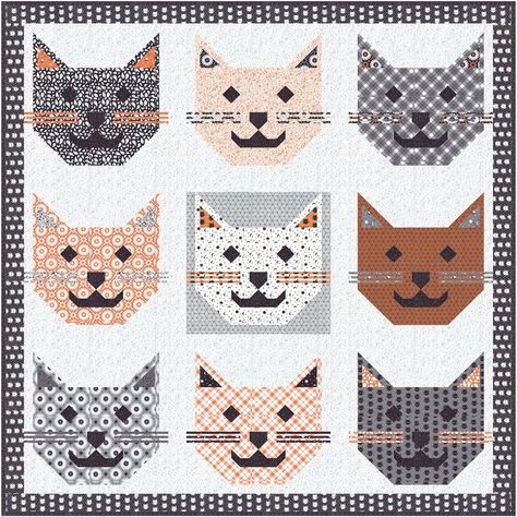 If you want a quilt that will delight and inspire giggles--you've come to the right place. Make this Kitty Kitty quilt for your favorite cat-lover, as a downright adorable baby shower gift, or as a fun tribute to your family pets. However you style it, it will be darling. Pattern comes with two block versions.Big Kitty version measures: 53" x 53"9 Lives version measures: 57" x 58" Kitty Quilt Pattern, Kitty Quilt, Flying Ghost, 9 Lives, Grass Pattern, Cat Call, Magic Design, Cat Quilt, Halloween Quilts