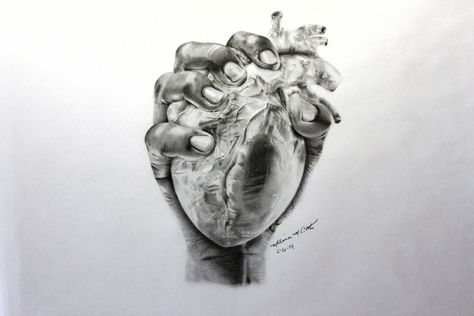 Heart in Hand drawing by uniqsoul on Newgrounds Hand Holding Human Heart, Heart In Hand Drawing, Holding Human Heart, Human Heart Tattoo, Anatomical Heart Drawing, Hands Sketch, Kids Sketch, Famous Drawing, Tattoo Pencil