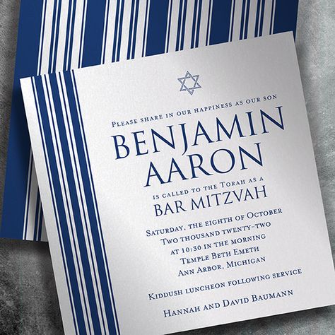 Benjamin B740 Bar Mitzvah invitations    EventPrints, Bar Mitzvah, Bat Mitzvah, B'nai Mitzvah, B'not Mitzvah, Wedding Invitation, customizable invitations, unique, modern, creative http://www.eventprints.com Square or rectangle    Tallis  Tallith  Star of David  Jewish Star Blue Sapphire best mitzvah invitations Bar Mitzvah Invitations Boys, Cricut Invitations, Brit Milah, Bar Mitzva, Floor Graphics, Bar Mitzvah Invitations, Bat Mitzvah Invitations, Jewish Star, Casino Night Party