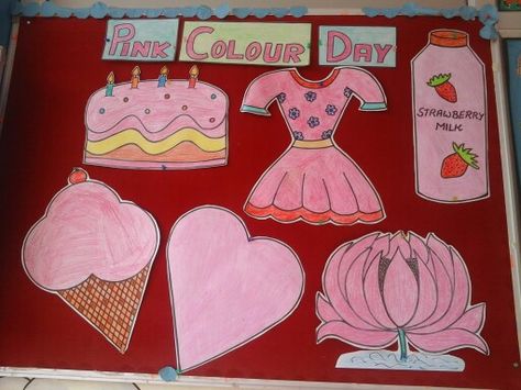 Pink Colour Day..!! Pink Day Activity For Kids, Pink Colour Craft For Preschoolers, Pink Colour Activity For Preschool, Pink Colour Day Celebration In Preschool, Pink Day Crafts For Kids, Pink Day Activities Preschool, Color Pink Activities For Preschool, Pink Day Celebration In Preschool, Kindergarten Charts