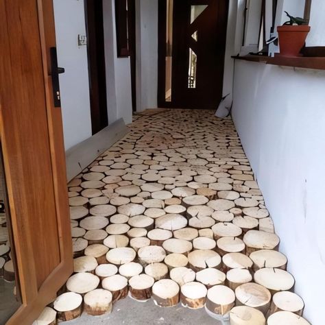 This isn't your usual wooden floor, made with solid round oak logs. With an epoxy finish on top, this would look great. What do you think? 🤔 Timber Floor, Oak Logs, Wood Logs, Wooden Floor, Timber Flooring, Wooden Flooring, You Think, Flooring, Wood