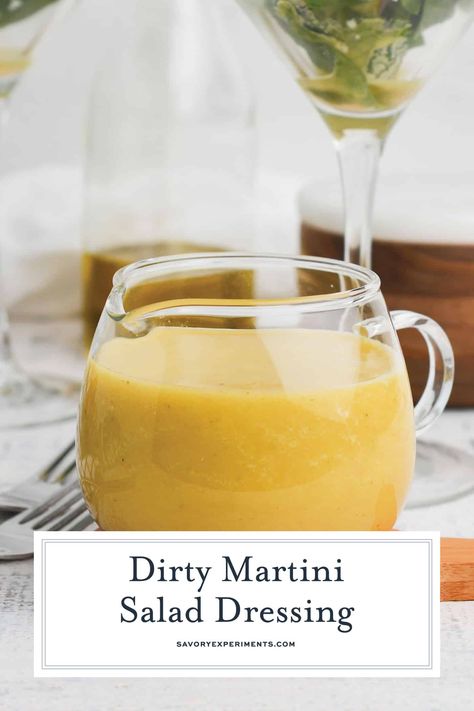 Rosemary Salad Dressing, Dirty Martini Salad, Dirty Martini Salad Dressing, Submarine Dressing Recipe, Martini Salad, Dirty Martini Dip, Types Of Salad Dressing, Dirty Martini Recipe, Creamy Garlic Dressing