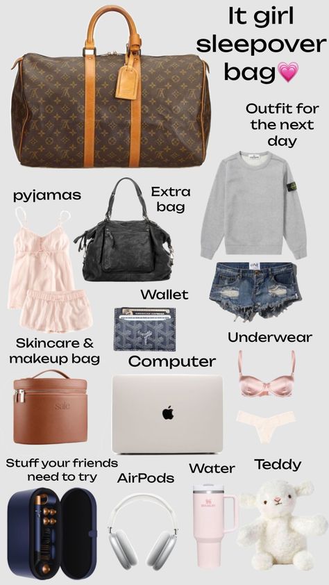 Overnight Bag Essentials, Sleepover Bag, Pajama Bag, Girl Sleepover, Bag Essentials, Essential Bag, What To Pack, Overnight Bag, Black Bag