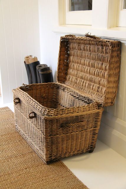 Vintage Finds: Wicker Trunk and Riding Boots French Wicker Trunk, Wicker Box, Wicker Trunk, Rough Luxe, Wicker Bedroom, Wicker Headboard, Wicker Shelf, Wicker Table, Wicker Decor