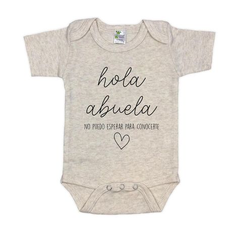 Hola Abuela Spanish Pregnancy Announcement Infant Bodysuit for Grandma - Abuelito Gift for New Baby Reveal! (Natural) Grandma Reveal Ideas, Spanish Pregnancy Announcement, Grandma Pregnancy Announcement, Gender Reveal Decorations, Reveal Ideas, Baby Reveal, Handmade Products, New Baby Gifts, Pregnancy Announcement