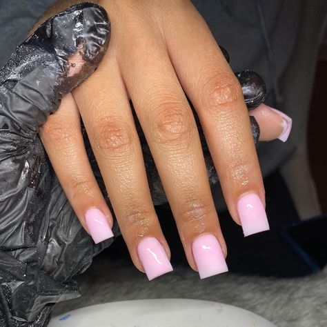 Cute Acyrilics Nails Short, Short Pink Polygel Nails, Solid Pink Nails Short, Milk Pink Nails Acrylic, Short Square Acrylic Nails Pink Glitter, Pink Powder Acrylic Nails Short, Short Pink Set Nails, Short Baby Pink Acrylic Nails, Light Pink Short Acrylic Nails