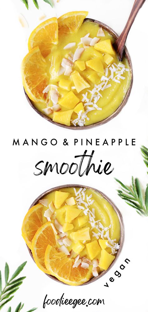 Healthy Summer Breakfast, Pineapple Mango Smoothie, Smoothie Bowls Recipe Easy, Smoothie Bowl Vegan, Smoothie Bowl Recipe Healthy, Bowl Recipes Easy, Free Smoothie Recipes, Mango Smoothie Bowl, Mango Pineapple Smoothie