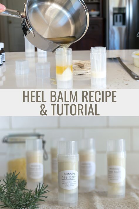 Foot Balm Recipe, Heel Balm, Lotion Stick, Dry Heels, Balm Recipe, Salve Recipes, Body Butters Recipe, Hand Balm, Cracked Heels