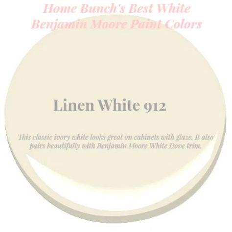 Bm Linen White, Indoor Paint Colors, Best White Paint Colors, Modern White Kitchen Cabinets, Cream Paint Colors, Interior Paint Colors Schemes, Best White Paint, Home Bunch, Interior Design School