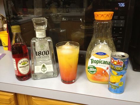 "Wake Up Bitch!!"  1800 Coconut Tequila, Grenadine, Pineapple Juice, Orange Juice Tequila Signature Drink, 1800 Coconut Tequila, Tequila 1800, Tequila Recipes, Tequila Mixed Drinks, Tequila Drinks Recipes, Coconut Tequila, Tequila Recipe, Drink Recipies