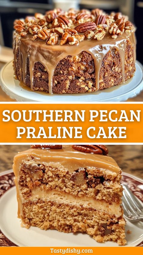 Irresistible Southern Pecan Praline Cake Recipe - A Sweet Delight! Pecan Praline Cake Recipe, Praline Cake Recipe, Southern Pecan Praline Cake, Pecan Praline Cake, Pecan Pie Cake, Praline Cake, Pecan Desserts, Southern Cake, Pecan Praline