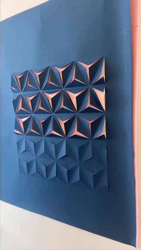 Geometry, paper fold and changing patterns - this mesmerizing paper craft is giving us joy! Designer: @paper.work #product #productdesign #industrialdesign #innovation #moderndesign #designinspiration #designspiration #designporn #designideas #geometry #paperwork #papercrafts #triangles #papercraft #paperart Origami Wall Art Diy, Folding Paper Art, Paper Mechanics Design, Geometric Paper Art, Paper Folding Designs, Paper Folding Techniques, Origami Wall Art, Paper Folding Art, Paper Art Sculpture