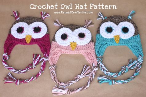 Crochet Owl Hat Pattern - Repeat Crafter Me