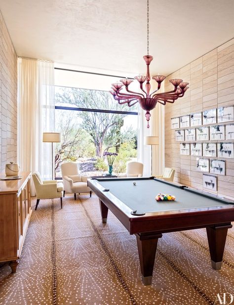 Give your bare walls an artful refresh—no grand renovation needed. | archdigest.com Antelope Rug, House Finishes, Stark Carpet, Pool Table Room, Billiard Rooms, Pool Room, Pool Rooms, Game Rooms, Paradise Valley