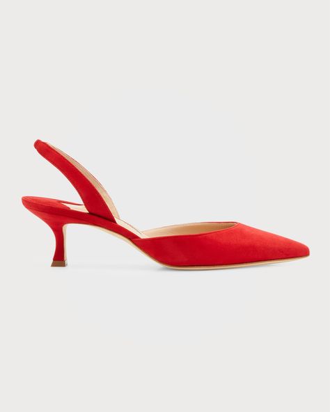 Manolo Blahnik Carolyne, Manolo Blahnik Kitten Heels, Manolo Blahnik Slingback, Manolo Blahnik Red, 2023 Shoes, Manolo Blahnik Maysale, Red Kitten Heels, Abyss Anime, Manolo Blahnik Pumps