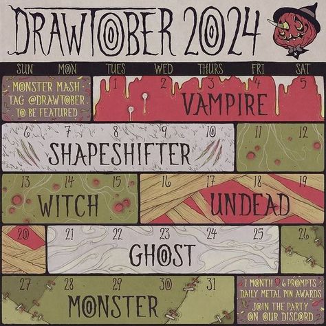 Inktober 2024 List, Artober 2024, Drawtober 2024, Oc Tober, Drawing Tasks, Oc Prompts, Inktober Ideas, Vampire Drawings, Inktober Challenge