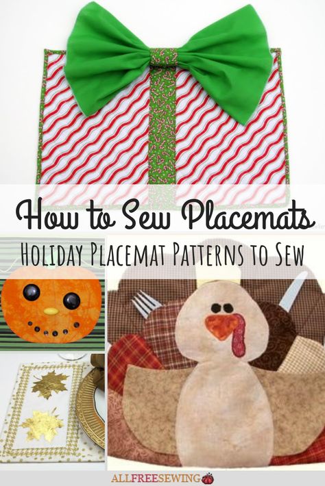 When it comes to the holidays, your whole table is basically the centerpiece. Make it festive with any of these 11 Holiday Placemat Patterns to Sew. Sew Placemats, How To Make Placemats, Placemats Diy, Holiday Craft Ideas, Holiday Placemats, Placemat Patterns, Holiday Hacks, Christmas Sewing Patterns, Diy Placemats