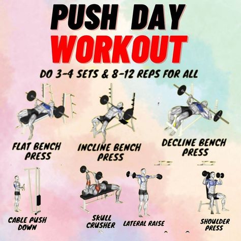 Push Day Workout Workout 2023, Workouts Programs, Push Day Workout, Workout Board, Push Pull Legs, Gym Workout Guide, Push Workout, Personalized Workout Plan, Push Day