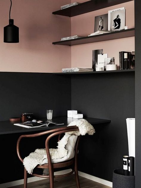 Half Painted Walls, Decor Studio, Workspace Inspiration, Design Del Prodotto, Pink Room, Scandinavian Home, Luxury Decor, Scandinavian Interior, Black Walls