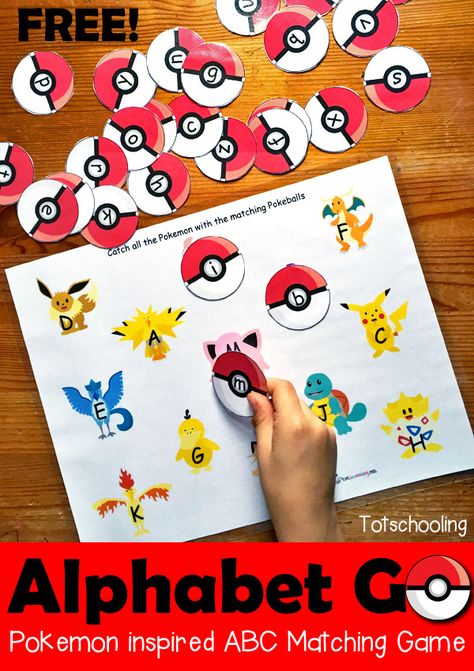 FREE printable Pokemon GO themed alphabet matching game. Includes letter recognition and letter case matching. Pokemon Letters, Free Printable Pokemon, Alphabet Matching Game, Letter Matching Game, Gratis Printables, Letter Case, Letter Games, Abc Activities, Alphabet Games