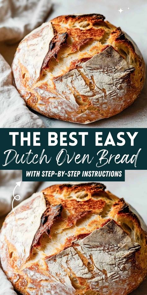 Make homemade bread with this easy Dutch oven bread recipe. A perfect sourdough alternative, this artisan bread is great for dipping soups and stews. Enjoy homemade crusty bread with simple steps. Dutch Oven No Knead Bread, Artisan Bread Dutch Oven, Bread Dutch Oven, Bread Recipes Easy, Oven Bread, Dutch Oven Bread, Knead Bread Recipe, Homemade Bread Recipes Easy, Artisan Bread Recipes