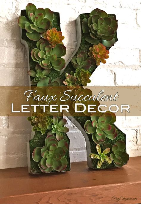 Succulent Letter Craft - beautiful frug-elegant decor piece for home or party! #Succulents #SpringDecor Initial Crafts, Large Metal Letters, Initial Decor, Letter Craft, The Letter K, Faux Moss, K Crafts, Vintage Containers, Letter Decor