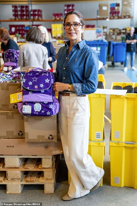 Princess Mary of Denmark opts for casual workwear as she heads to Lego HQ in Billund  - amid rumours her son is dating Italian influencer heiress | Daily Mail Online Princess Mary Casual, Crown Princess Mary Of Denmark, Denmark Fashion, Mary Donaldson, Princess Mary Of Denmark, Prince Frederick, Mary Of Denmark, Princess Marie Of Denmark, Estilo Real