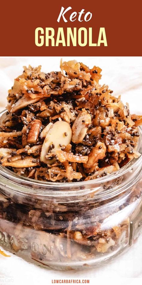 Keto Nut And Seed Granola, Nutrail Keto Granola Recipe, Keto Granola Recipe Low Carb, Low Carb Granola Recipe, Gf Bars, Keto Granola Recipe, Nut Granola Recipe, Living Foods, Keto Connect