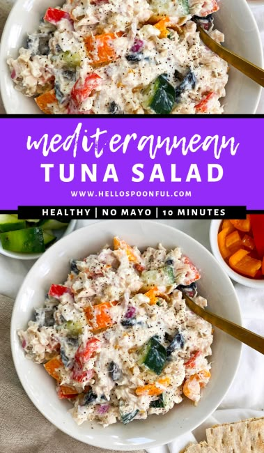 Tuna Salad Ingredients, Mediterranean Tuna, Mediterranean Tuna Salad, Meal Prep Menu, Mediterranean Recipes Healthy, Mediterranean Diet Recipes Dinners, Mediterranean Diet Meal Plan, Easy Mediterranean Diet Recipes, Salad Easy