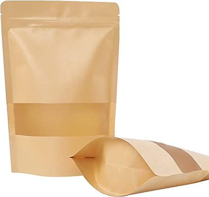 Amazon.com: Moretoes 120pcs Kraft Stand Up Pouches 5.9×8.6 Inches, Ziplock Stand Up Bags with Matte Window, Resealable Bags for Packaging, Heat-Sealable : Home & Kitchen Paper Pouch, Coffee Bags, Kraft Bag, Pouch Packaging, Food Storage Bags, Airtight Food Storage Containers, Brown Paper Bag, Ziplock Bags, Plastic Packaging