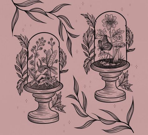 Terrarium Tattoo, Terrarium Art, Leg Tattoos, Doodle Art, Terrarium, Body Art, Doodles, Humanoid Sketch, Tattoos