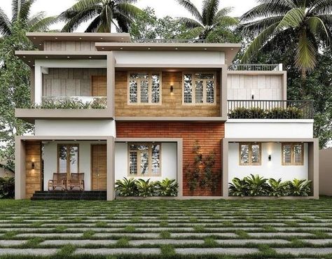 Facade Model, Small House Design Kerala, Best House Design, Contemporary Elevation, Map House, 3d House Design, Autocad Civil, Model Houses, Sweet Home Style