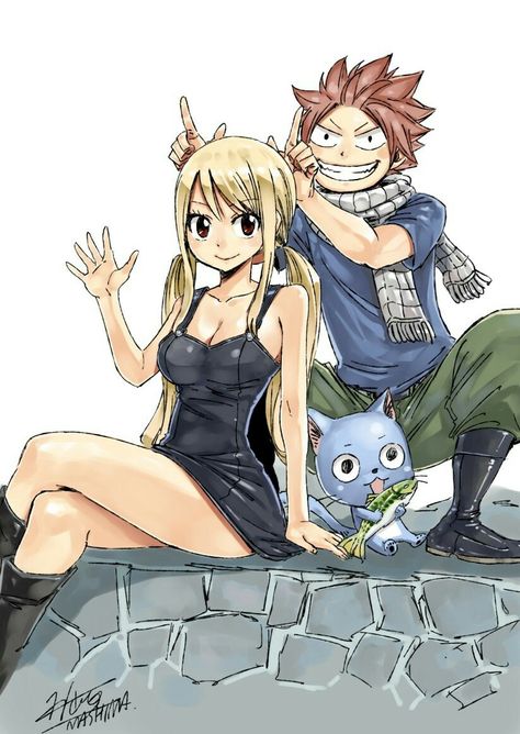 Fairy Tail Hiro Mashima twitter art Natsu Dragneel and Lucy Heartfilia Nalu Fairy Tail, Natsu E Lucy, Fairy Tail Photos, Fairy Tail Family, Natsu Fairy Tail, Fairy Tail Natsu And Lucy, Natsu X Lucy, Fairy Tail Pictures, Fairy Tail Love