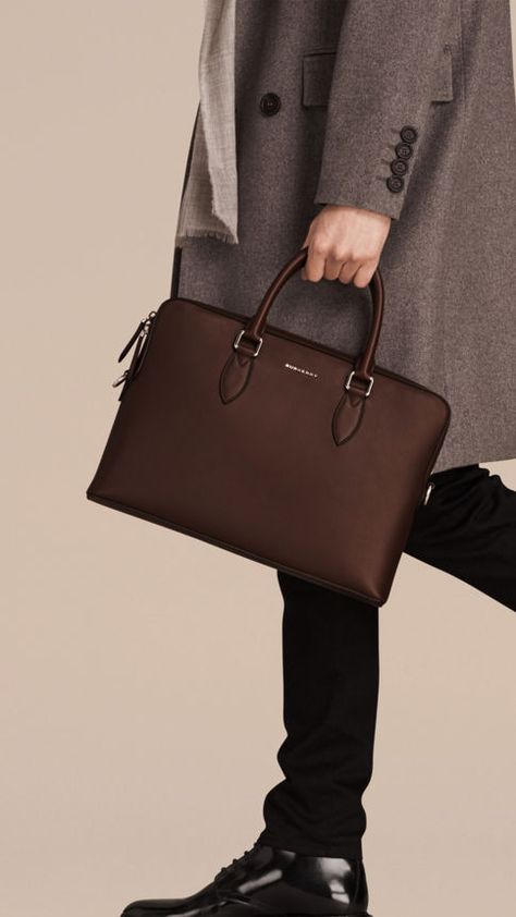 The Burberry Barrow Bag in smooth leather. Slim and sartorial, this Italian-made document bag has structured top handles and a detachable leather shoulder strap suited to the commute. Mens Bag, Vintage Briefcase, Leather Briefcase Men, Diy Leather Bag, Small Leather Bag, Leather Laptop Bag, Briefcase For Men, Mens Leather Bag, Leather Briefcase